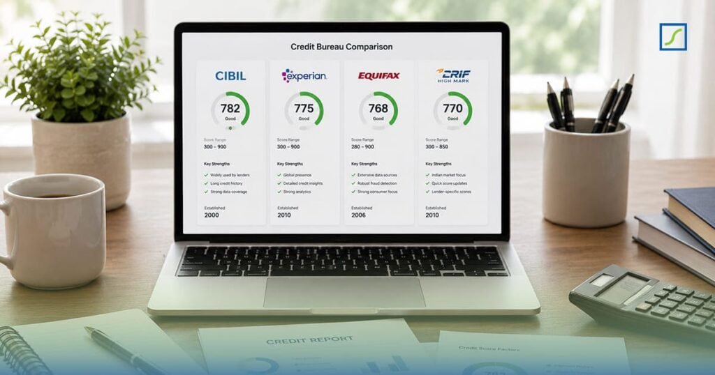 Comparison of CIBIL, Experian, Equifax, and CRIF High Mark credit bureaus