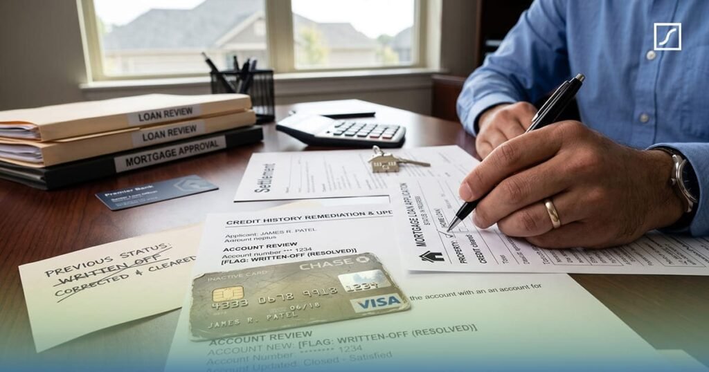 Removal of written-off status from a credit report