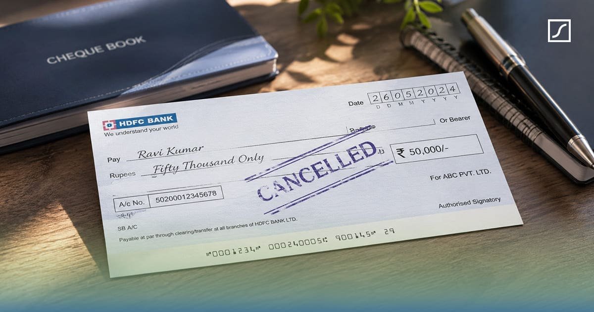 Cancelled cheque for banking verification