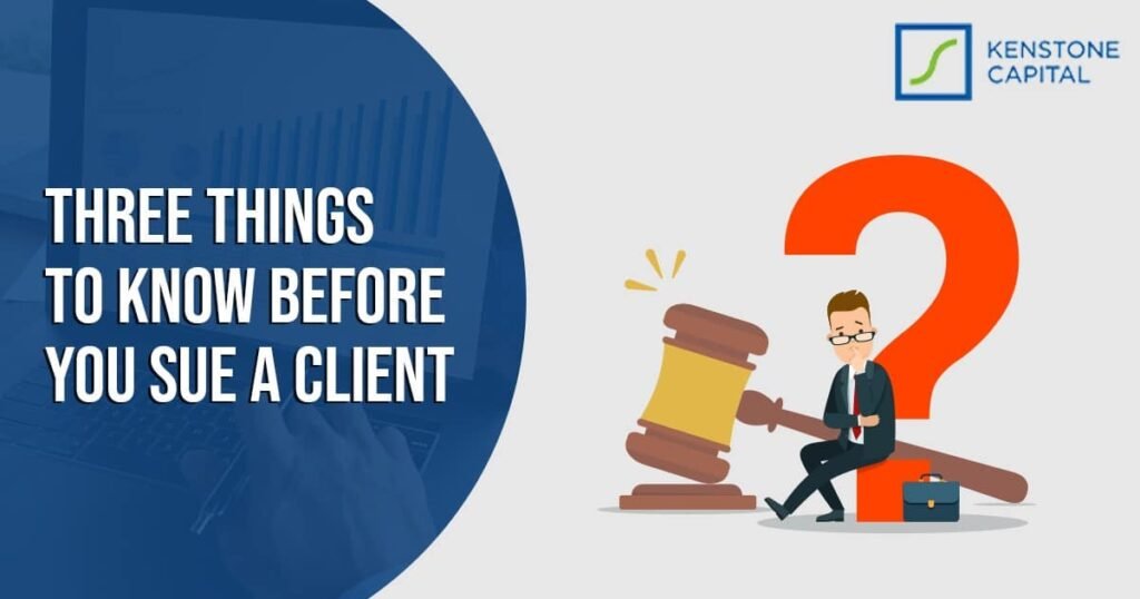 Professional analyzing legal documents before suing a client