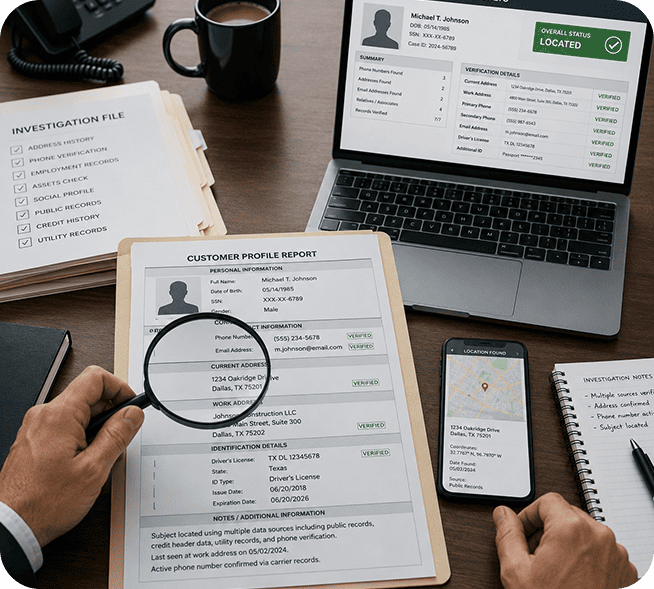 Skip tracing information report